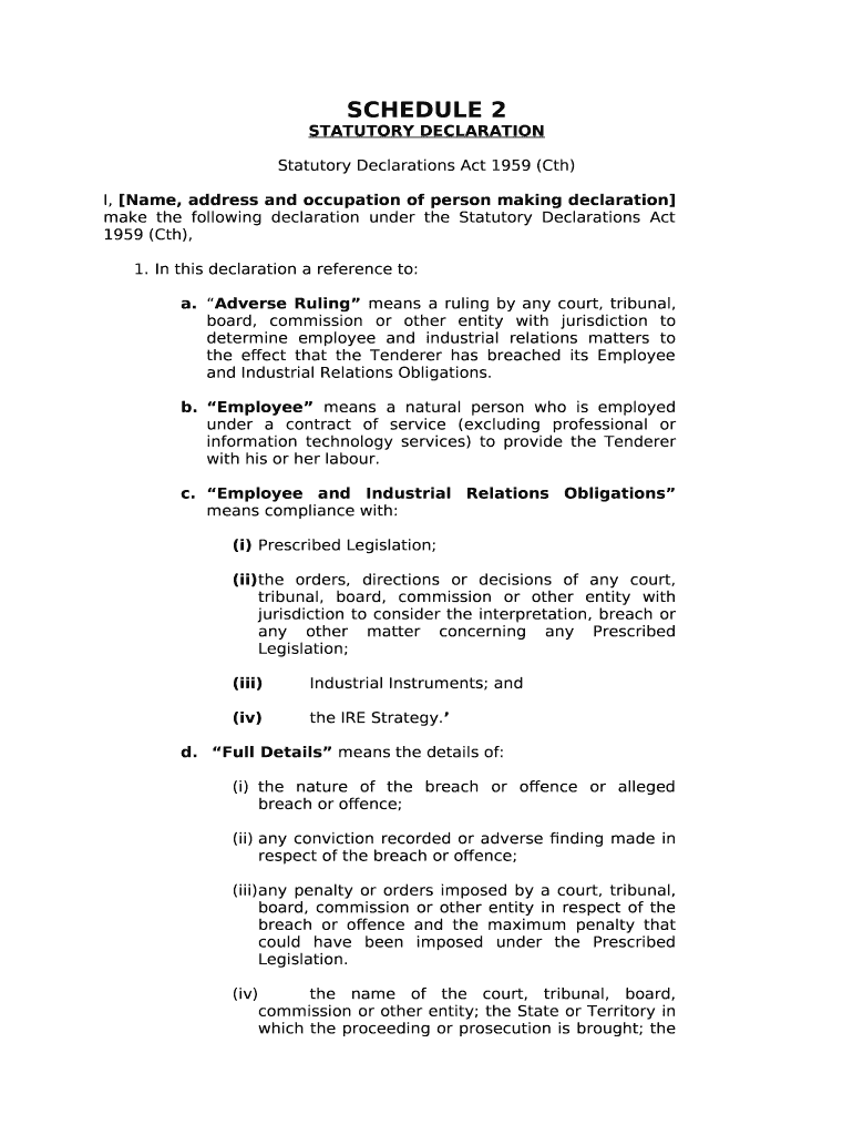 Commonwealth Of Australia Statutory Declaration Sample Doc Template PdfFiller
