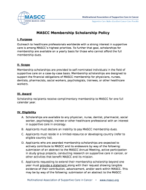 MASCC Membership Scholarship Statement