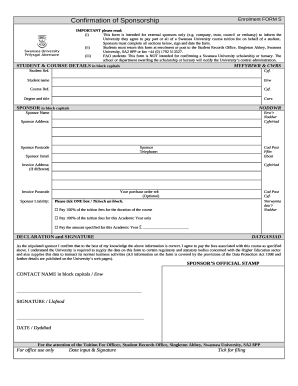 Sponsor agreement form - external (A91) - Victoria University