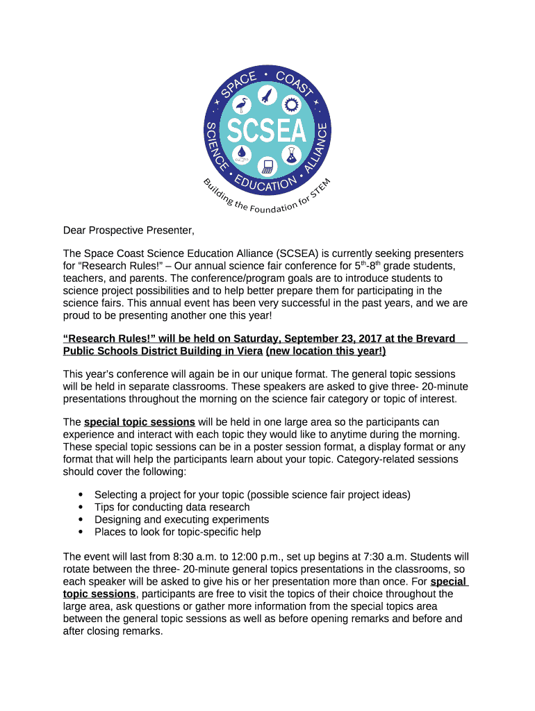 The Space Coast Science Education Alliance (SCSEA) is currently seeking