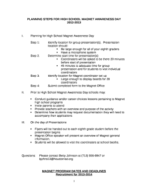A GENERAL OUTLINE OF PLANNING STEPS LEADING TO SPRING
