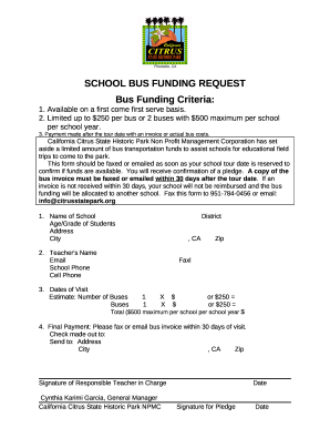 SCHOOL BUS FUNDING REQUEST Bus Funding Criteria