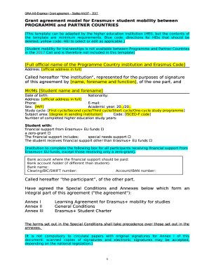 Grant agreement model for Erasmus+ studies and/or ...