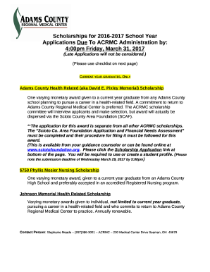 Scholarships - Adams County Regional Medical Center