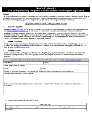 Safe Lifting/Handling Application Form