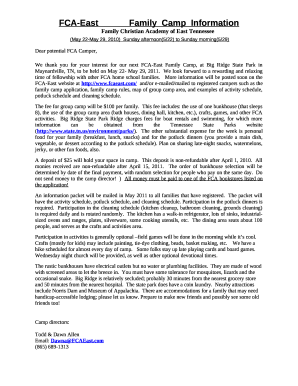 FCA-East Family Camp Application - Family Christian Academy