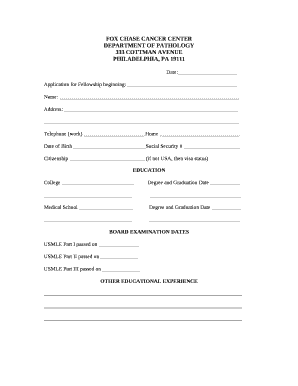 Application for Fellowship beginning: