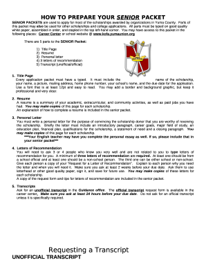 HOW TO PREPARE YOUR SENIOR PACKET