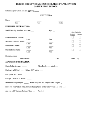 DUBOIS COUNTY COMMON SCHOLARSHIP APPLICATION - gjcs.k12.in.us