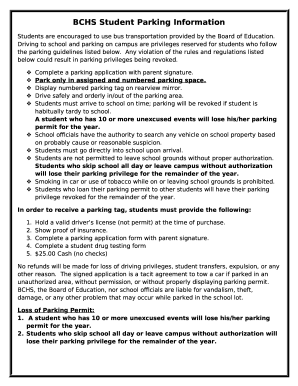 Fillable Online bullitt kyschools Parking Permit Application 15 ...