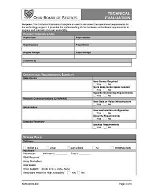 Technical evaluation template word