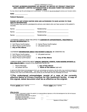 Patient acknowledgement of receipt of notice privacy ...