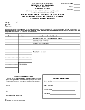 (This invoice should be sent directly to the local Board of Education