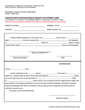 CONTRACTOR'S CERTIFICATION OF RECEIPT OF PAYMENT FORM