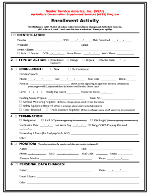 Use this form to notify SSAI of all actions related to Enrollment Changes and Authorized Requests