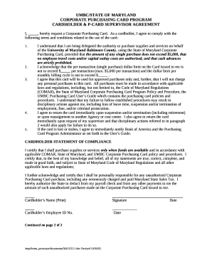 Purchasing Card Cardholder &amp; Supervisor Agreement - UMBC