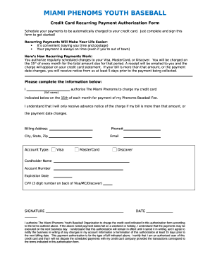 Credit Card Recurring Payment Authorization Form - Miami ...
