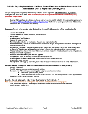 Adverse Reaction (AR) and Unexpected Event (UE) Form