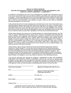 SPECIAL OLYMPICS UTAH RELEASE AND WAIVER OF LIABILITY ...
