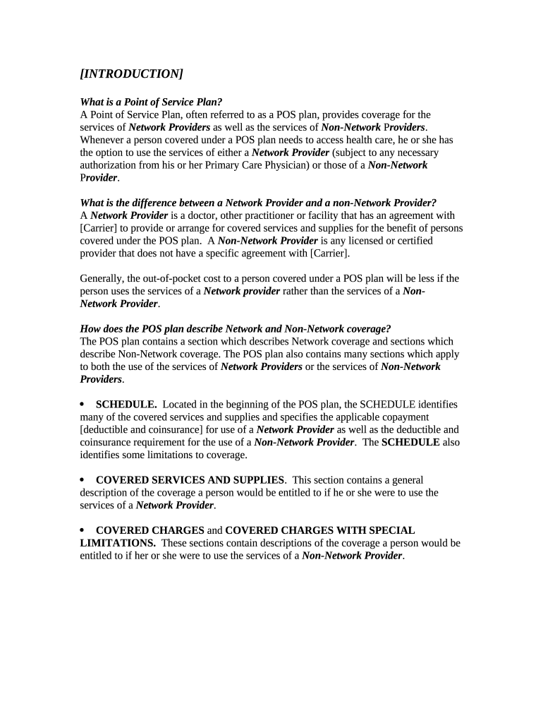 What is a Point of Service Plan Doc Template | pdfFiller