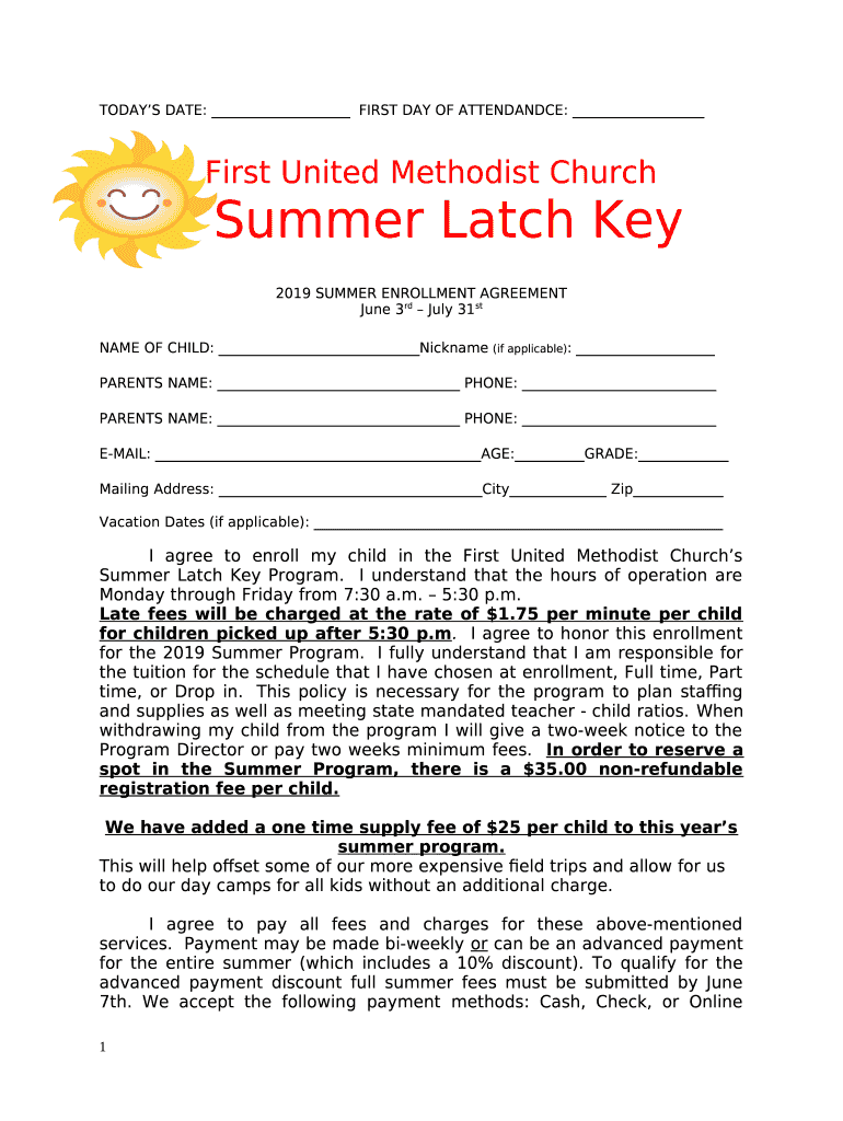 LATCH KEY PROGRAM Doc Template pdfFiller