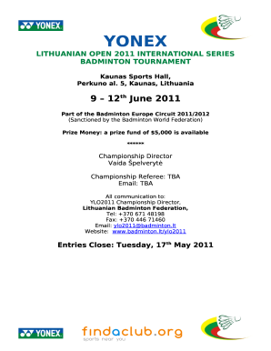 LITHUANIAN OPEN 2011 INTERNATIONAL SERIES BADMINTON TOURNAMENT