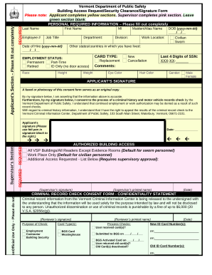 Building Access Request/Security Clearance/Signature Form
