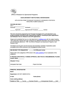 APPLICATION FORM TO REQUEST REVIEW OF A RESEARCH PROTOCOL