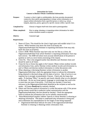Consent to Disclose /Obtain Confidential Information