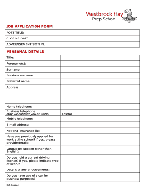 Have you previously applied for work at the school