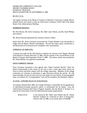SHORELINE COMMUNITY COLLEGE BOARD OF TRUSTEES REGULAR ...
