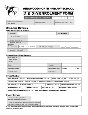2 0 2 0 ENROLMENT FORM