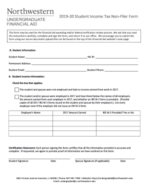 Fillable Online 2019-20 Student Income Tax Non-Filer Form ...