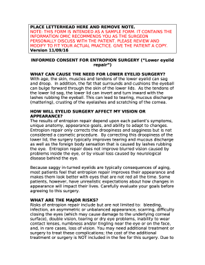 INFORMED CONSENT FOR ENTROPION SURGERY ("Lower eyelid repair")