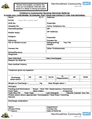 Children's Community Nursing Services Referral
