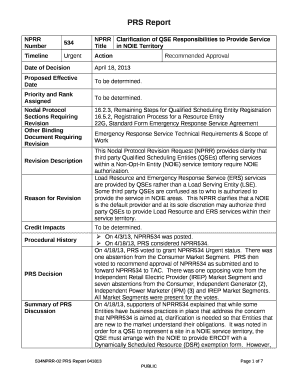Approved Protocol Revision Requests (PRRs)