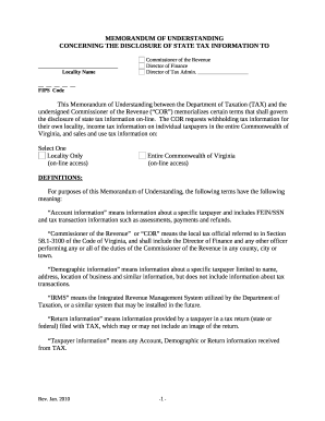 CONCERNING THE DISCLOSURE OF STATE TAX INFORMATION TO