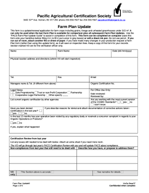 Farm Plan Update