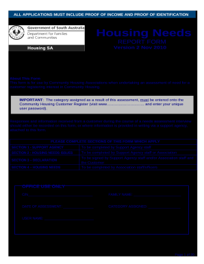 Housing Needs Report Form Community Housing - Junction ...