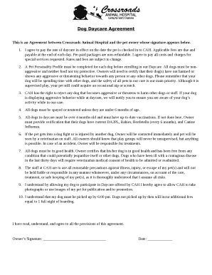 Dog Daycare Agreement