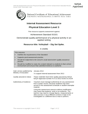 Level 3 Physical Education Internal Assessment Resource. Physical Education 3.4A