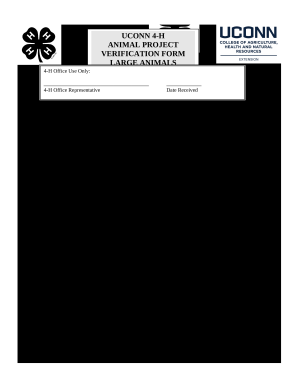 UCONN 4-H ANIMAL PROJECT VERIFICATION FORM LARGE ANIMALS