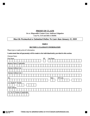 Proof of Claim Form