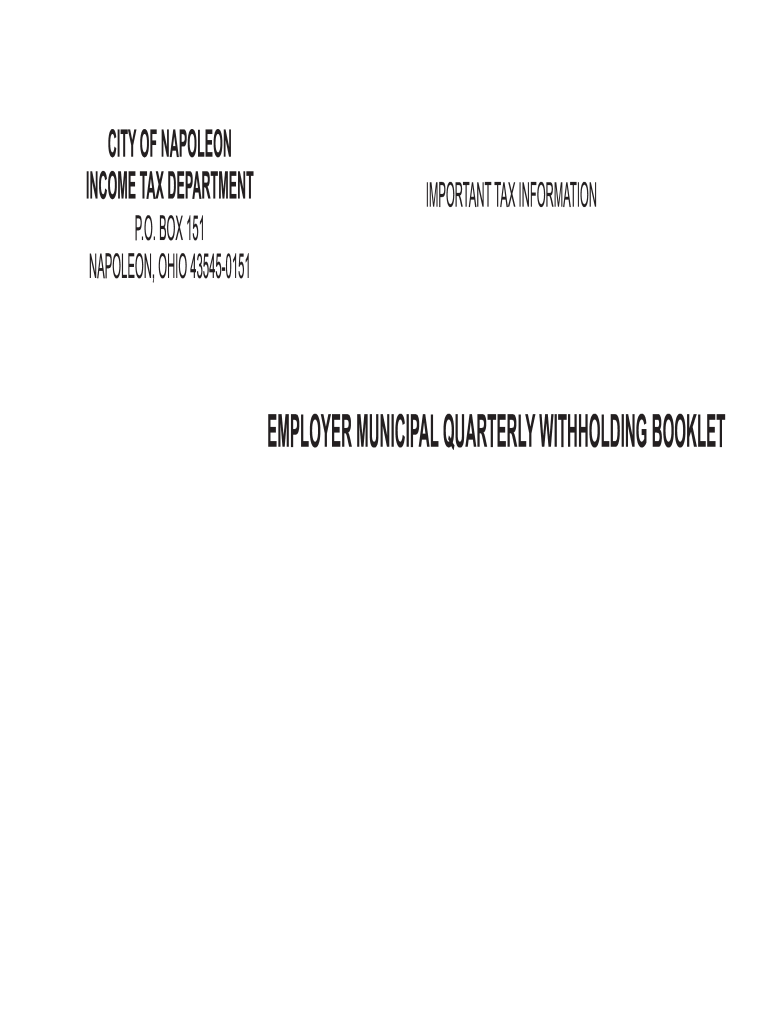 Fillable Online The City of Napoleon Tax... City of Napoleon