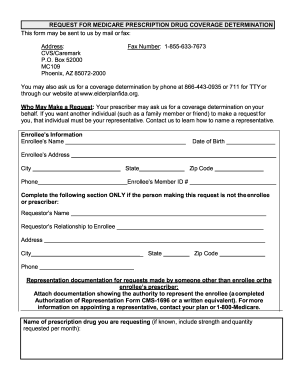 Medicare Prescription Drug Coverage Determination Form