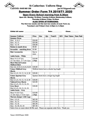 Fillable Online St Catherines Uniform Shop St Catherine S Catholic Fax Email Print Pdffiller