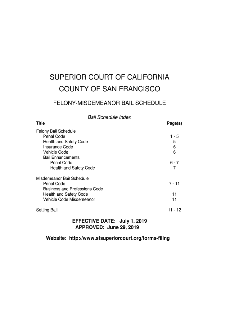 Fillable Online FELONYMISDEMEANOR BAIL SCHEDULE Fax Email Print