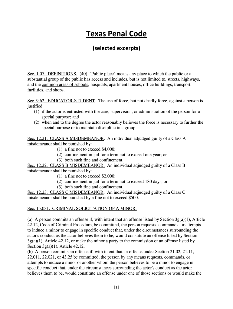 Fillable Online Texas Penal Code The Justice Academy Fax Email Print pdfFiller