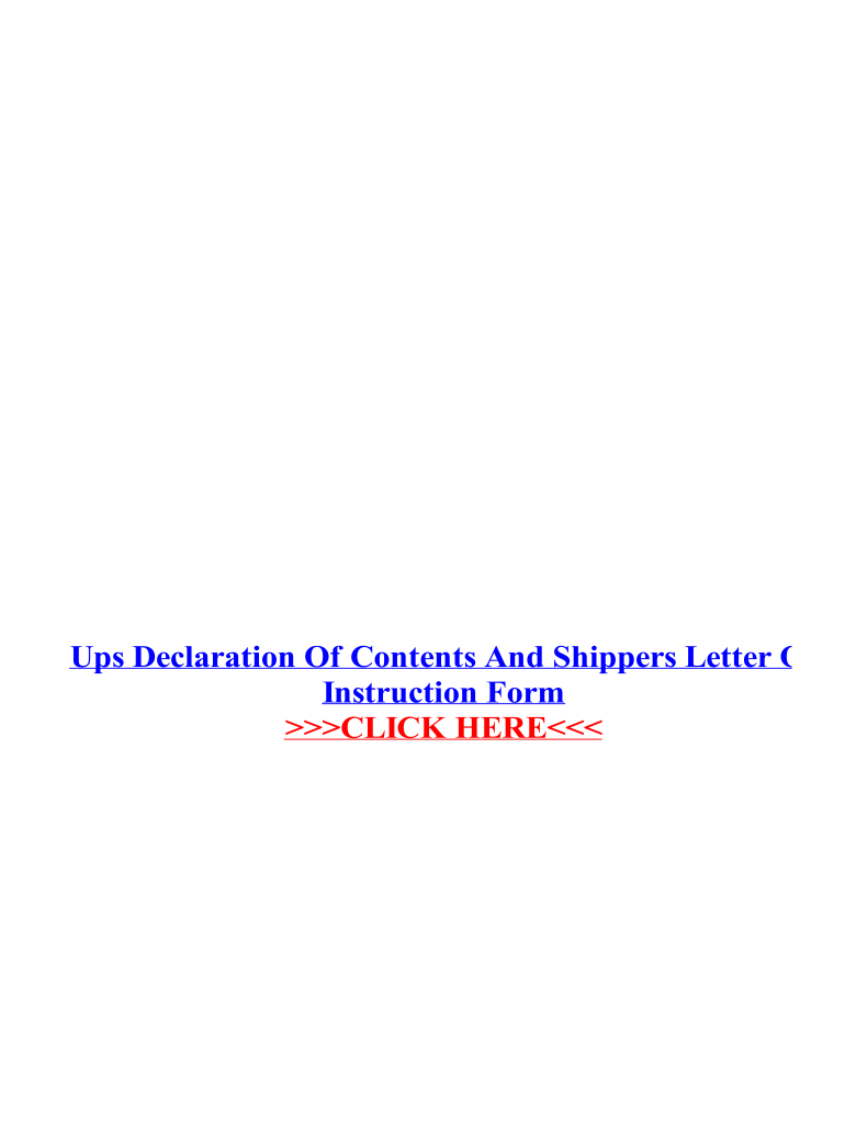 Ups Declaration Of Contents And Shippers Letter Of Instruction Form