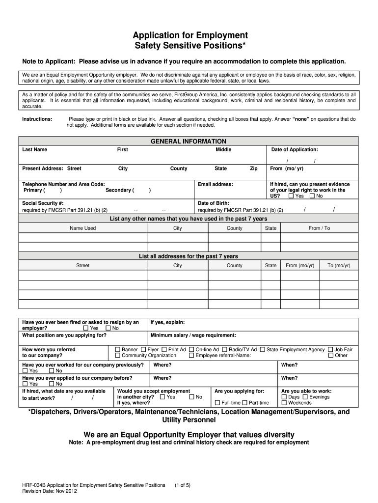 First America HRF 034B - Fill Out and Sign Printable PDF Preview on Page 1